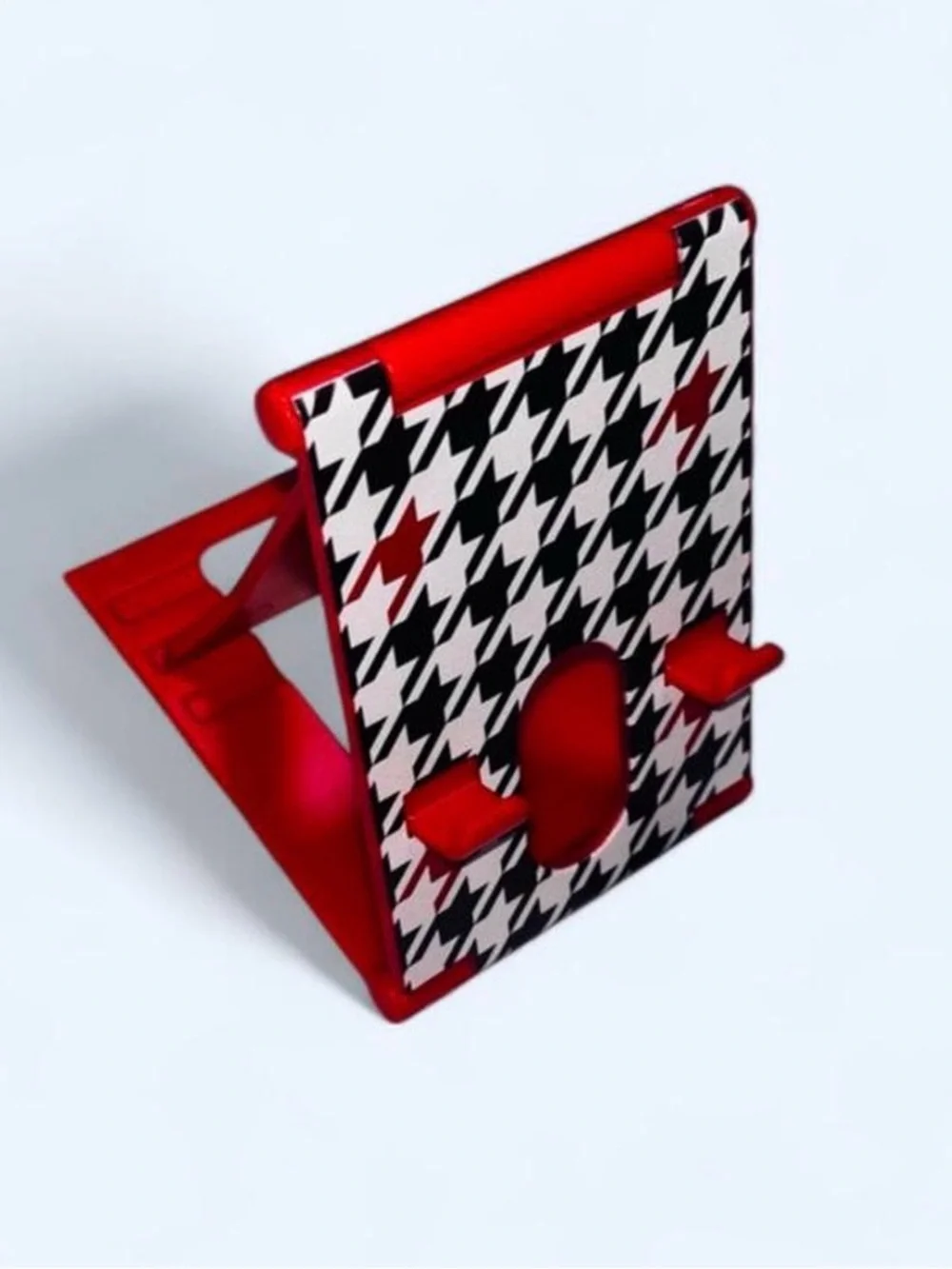 Universal Red & Black Houndstooth Phone Stand Case Accessory